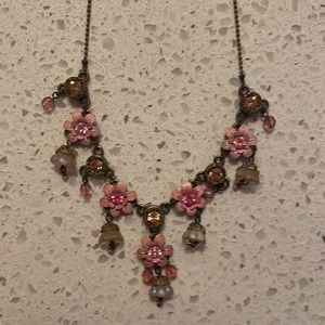 Vintage Pink Flower Jewel necklace